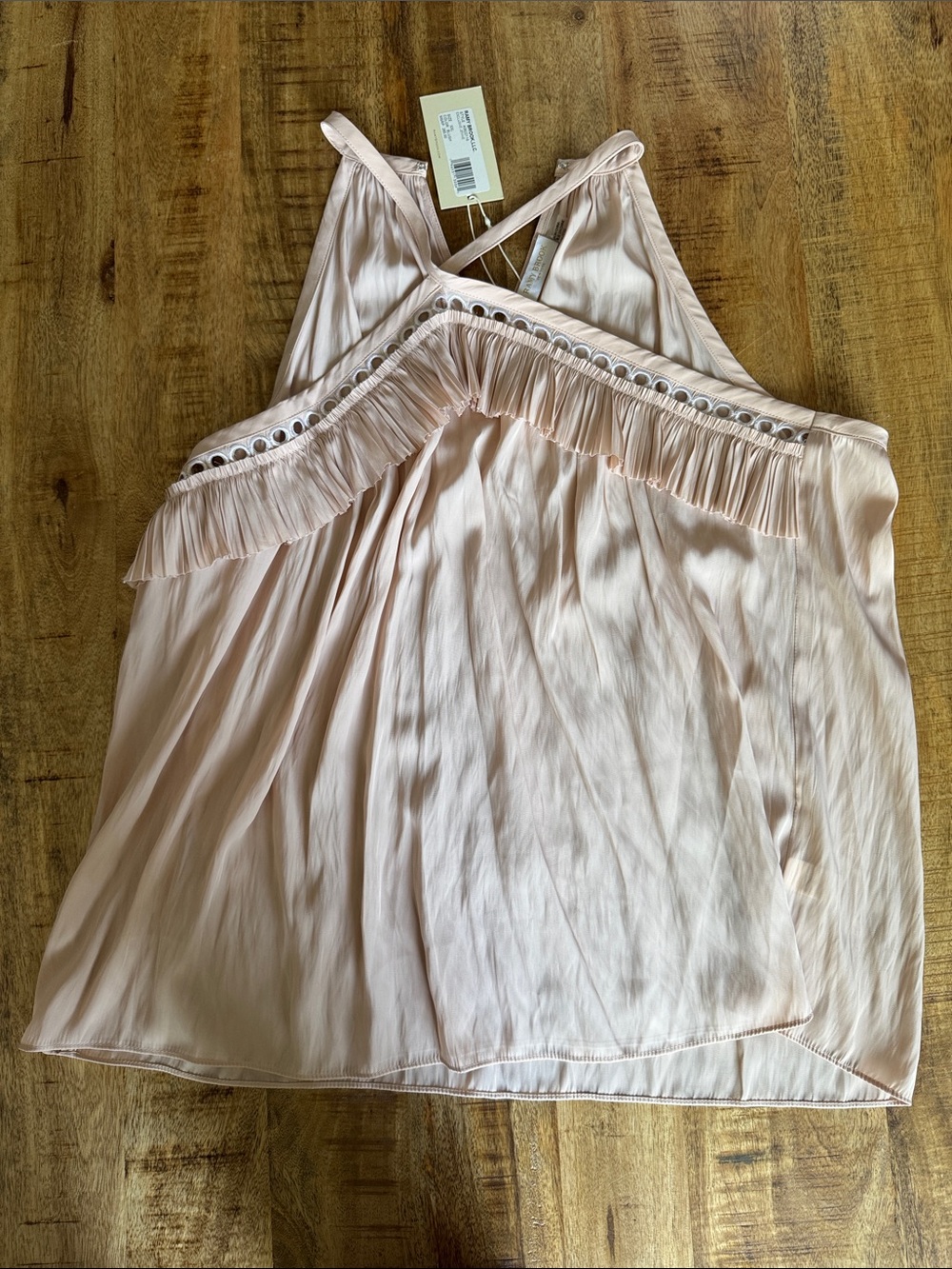 RAMY Brook exclusive Jennie Blush Pink Halter Ruffle Sleeveless tank Top NWT NEW - Picture 2 of 6